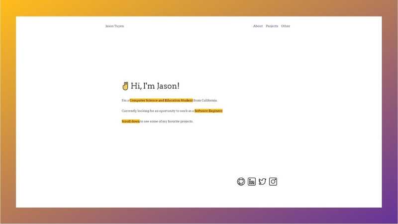 Screenshot of Jason's new website